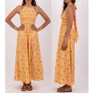 REVOLVE x Sundress Luce Arizona Metallic Sun Halter Maxi Dress, NEW